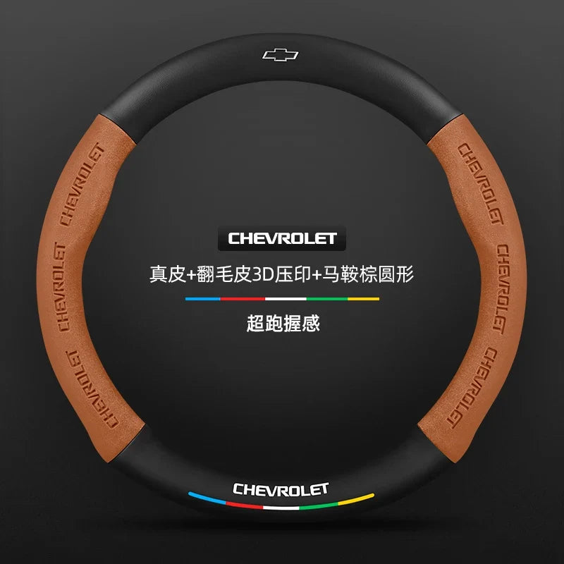 Capa de Volante em Camurça e Fibra de Carbono para Chevrolet – Antiderrapante Premium Esportiva