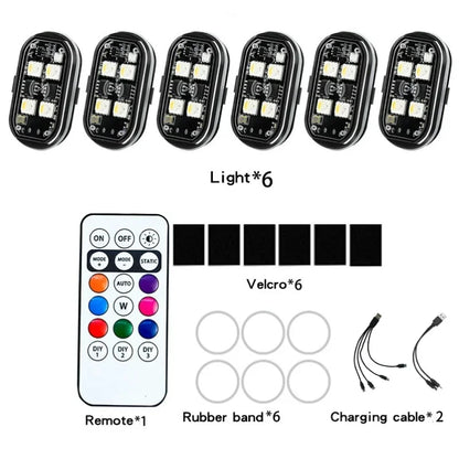 Luz LED Strobo Sem Fio RGB para Carro e Moto com USB