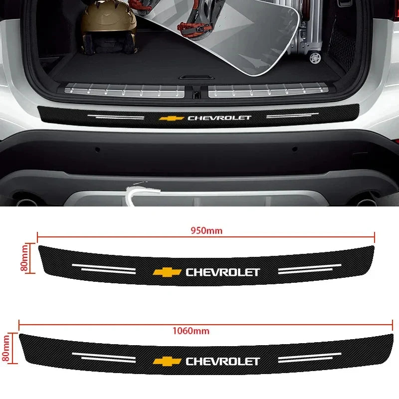Protetor de Para-Choque Traseiro Fibra de Carbono para Chevrolet – Adesivo Anti Risco Porta-Malas