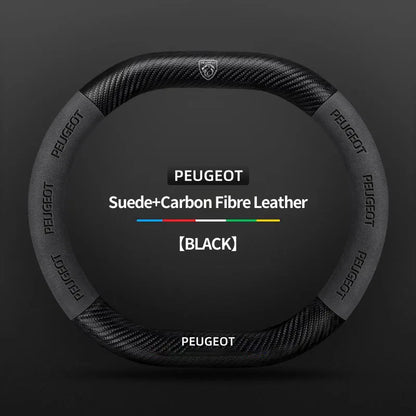 Capa de Volante Camurça + Fibra de Carbono Peugeot – Antiderrapante Esportiva Premium