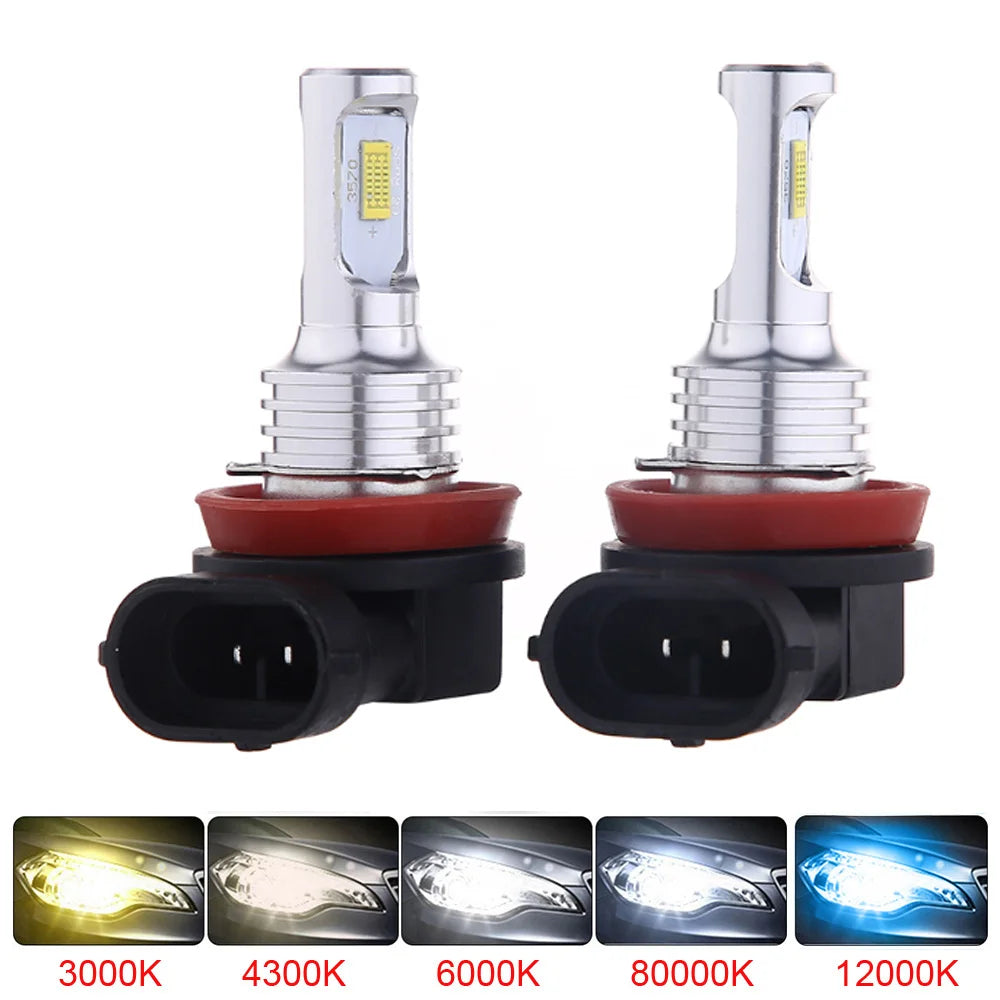 Lâmpada LED Automotiva H11/H8/H9 80W 30000LM – Farol e Neblina Super Brilho 3000K/6000K (Kit 2 Peças)