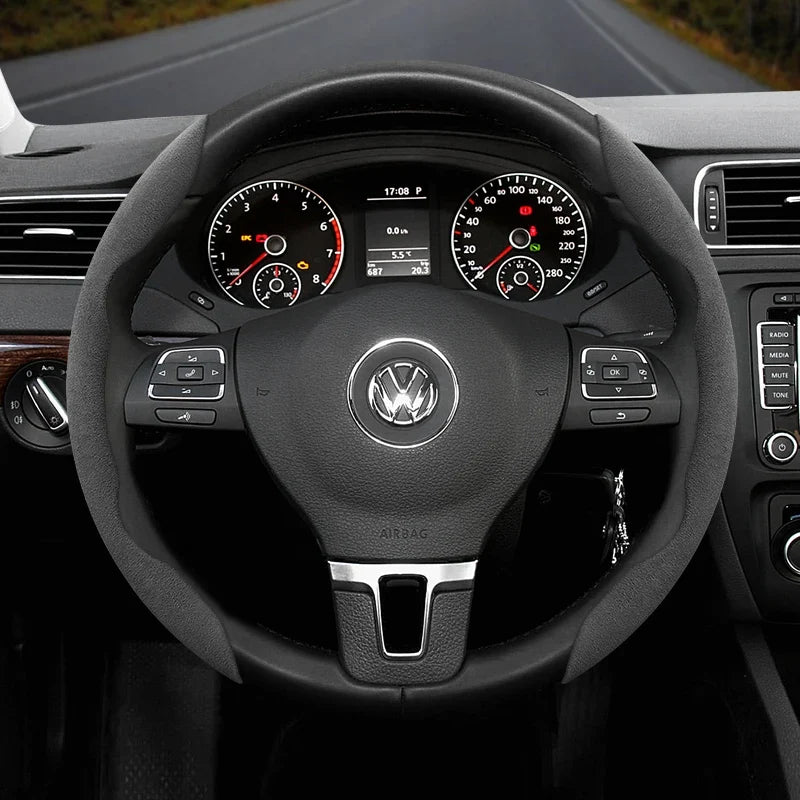 Capa de Volante Antiderrapante em Camurça para Volkswagen