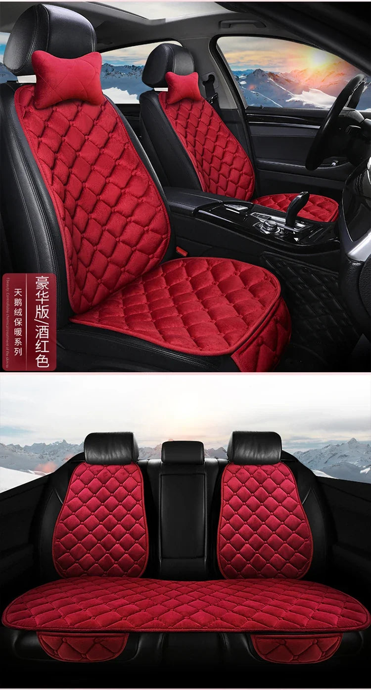 Almofada de Banco Automotivo Plush Inverno – Capa Antiderrapante Quente Universal (Kit 3 Peças)