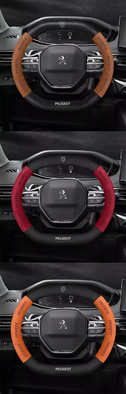 Capa de Volante Camurça + Fibra de Carbono Peugeot – Antiderrapante Esportiva Premium