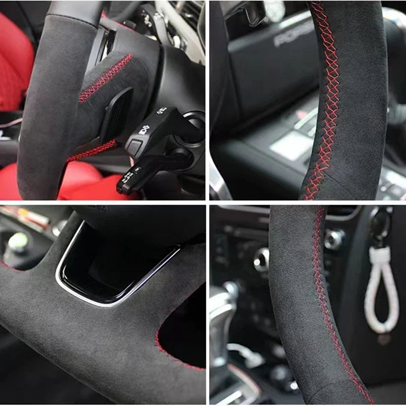 Capa de Volante em Couro Suede para VW Golf Polo GTI Costura Manual