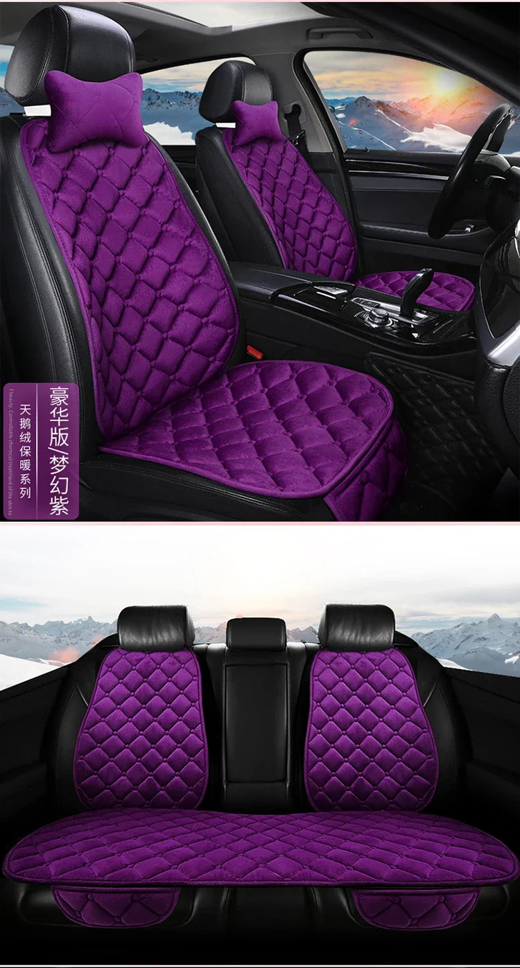 Almofada de Banco Automotivo Plush Inverno – Capa Antiderrapante Quente Universal (Kit 3 Peças)