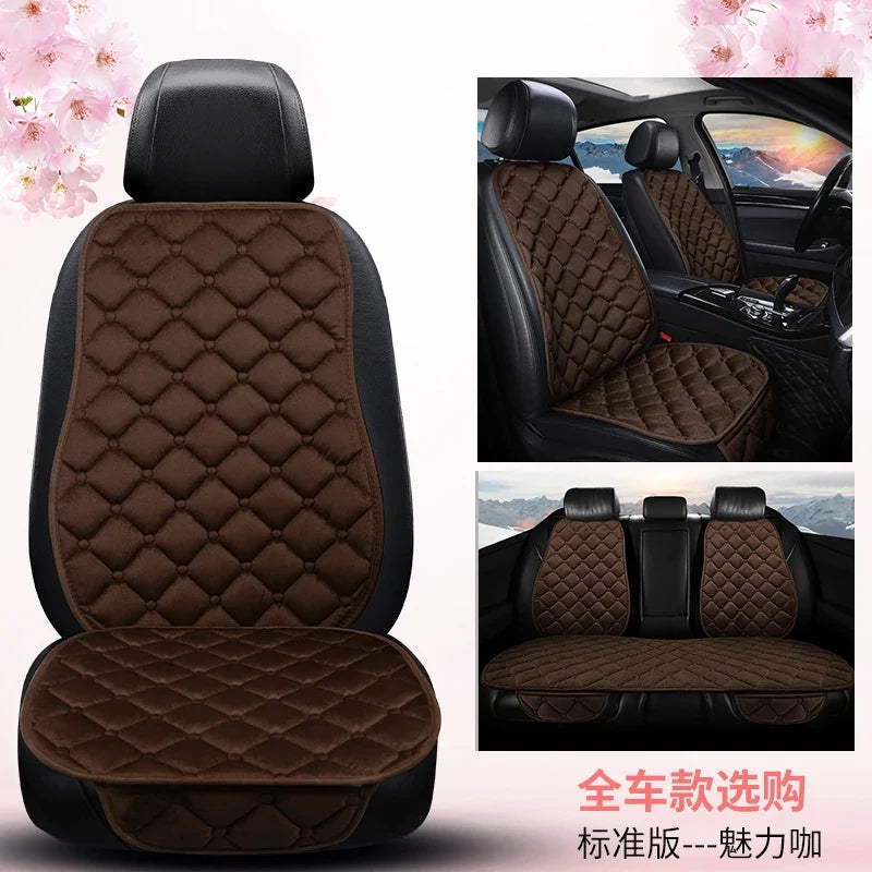 Almofada de Banco Automotivo Plush Inverno – Capa Antiderrapante Quente Universal (Kit 3 Peças)