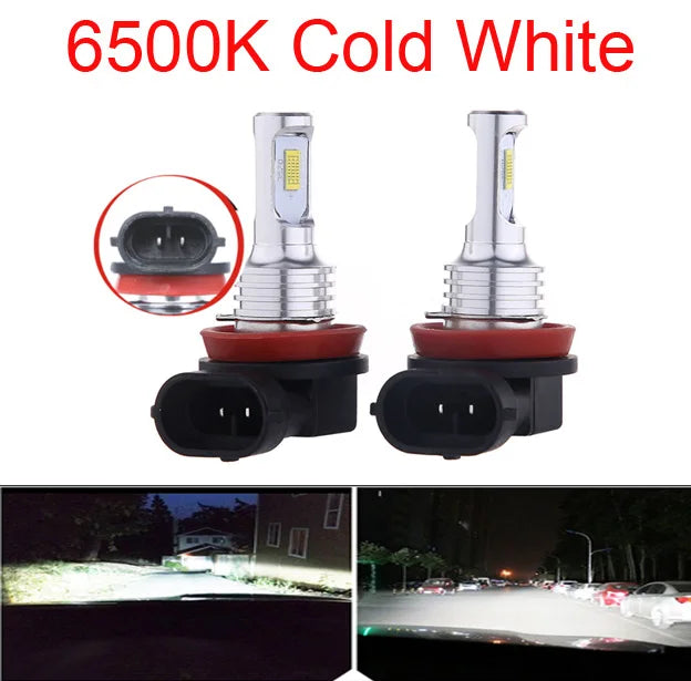 Lâmpada LED Automotiva H11/H8/H9 80W 30000LM – Farol e Neblina Super Brilho 3000K/6000K (Kit 2 Peças)