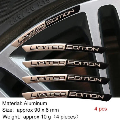Adesivo 3D Alumínio Limited Edition para Rodas – Emblema Decorativo Aro Automotivo (Kit 4 Peças)
