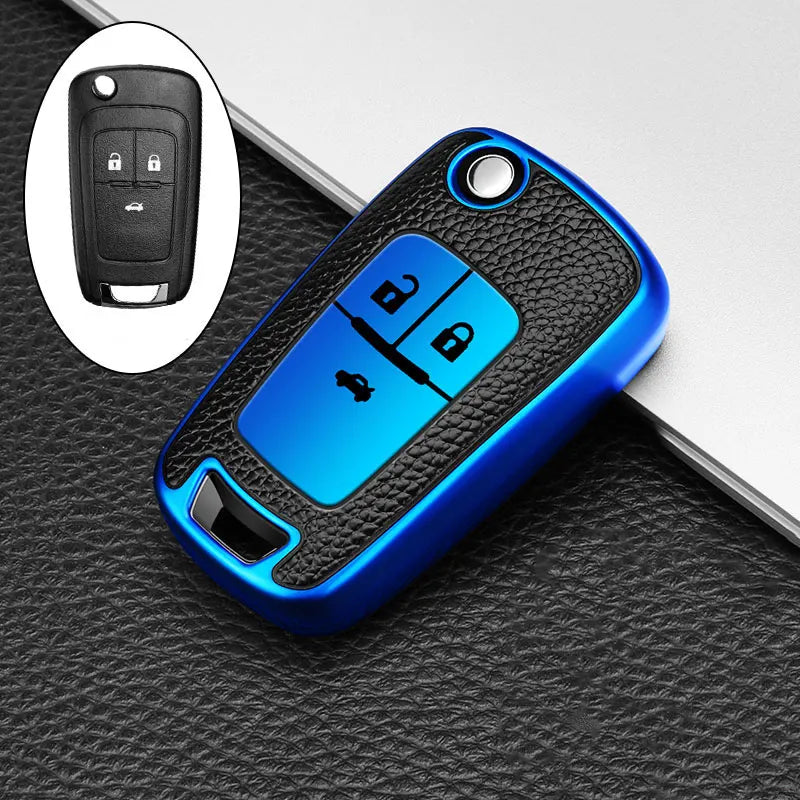 Capa de Chave Automotiva TPU com Couro para Chevrolet Cruze, Onix e Corsa – Proteção Completa Anti Risco
