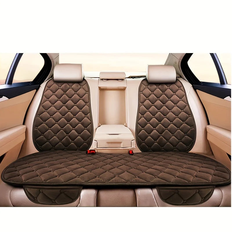 Almofada de Banco Automotivo Plush Inverno – Capa Antiderrapante Quente Universal (Kit 3 Peças)