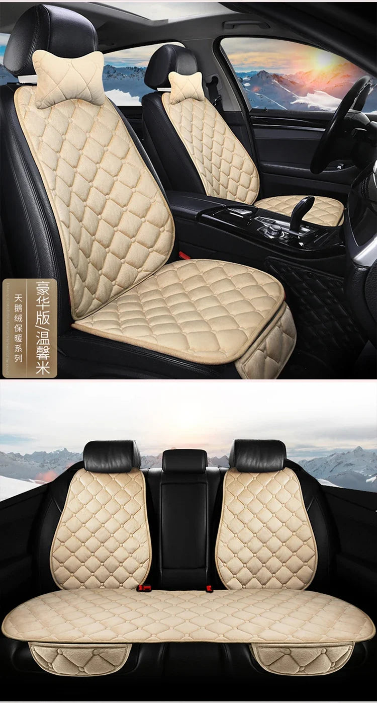 Almofada de Banco Automotivo Plush Inverno – Capa Antiderrapante Quente Universal (Kit 3 Peças)
