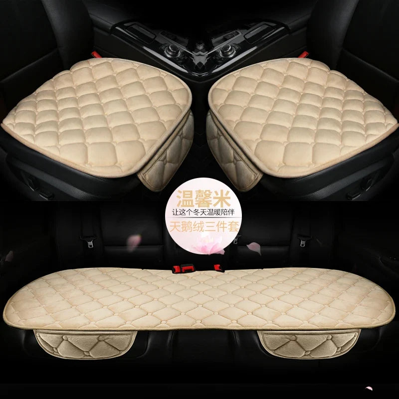 Almofada de Banco Automotivo Plush Inverno – Capa Antiderrapante Quente Universal (Kit 3 Peças)