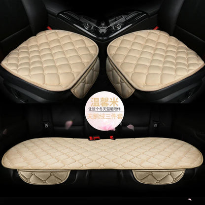 Almofada de Banco Automotivo Plush Inverno – Capa Antiderrapante Quente Universal (Kit 3 Peças)