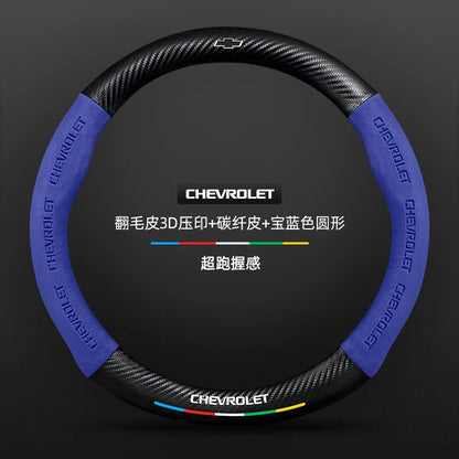Capa de Volante em Camurça e Fibra de Carbono para Chevrolet – Antiderrapante Premium Esportiva