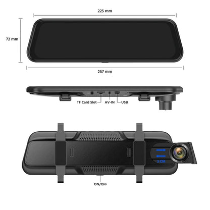 Câmera Veicular 2K DVR com WiFi e GPS Espelho Retrovisor – Dash Cam Automotiva com Visão Noturna e Monitoramento 24h