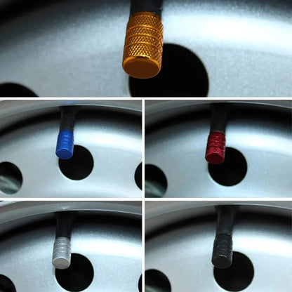 Tampa de Válvula de Pneu Automotivo Alumínio Prata Kit 4 Peças