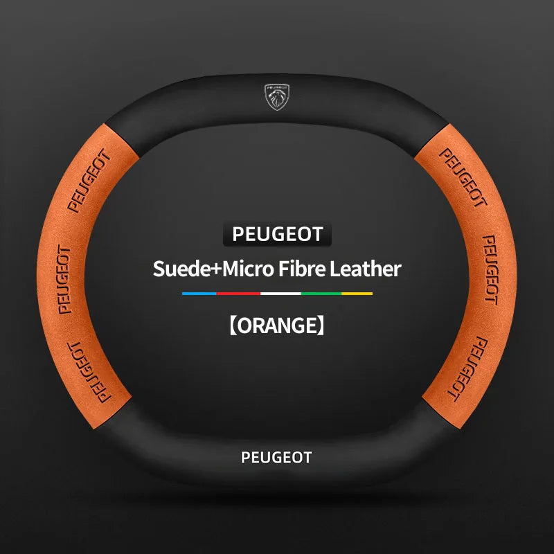 Capa de Volante Camurça + Fibra de Carbono Peugeot – Antiderrapante Esportiva Premium