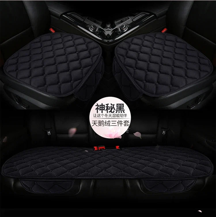 Almofada de Banco Automotivo Plush Inverno – Capa Antiderrapante Quente Universal (Kit 3 Peças)