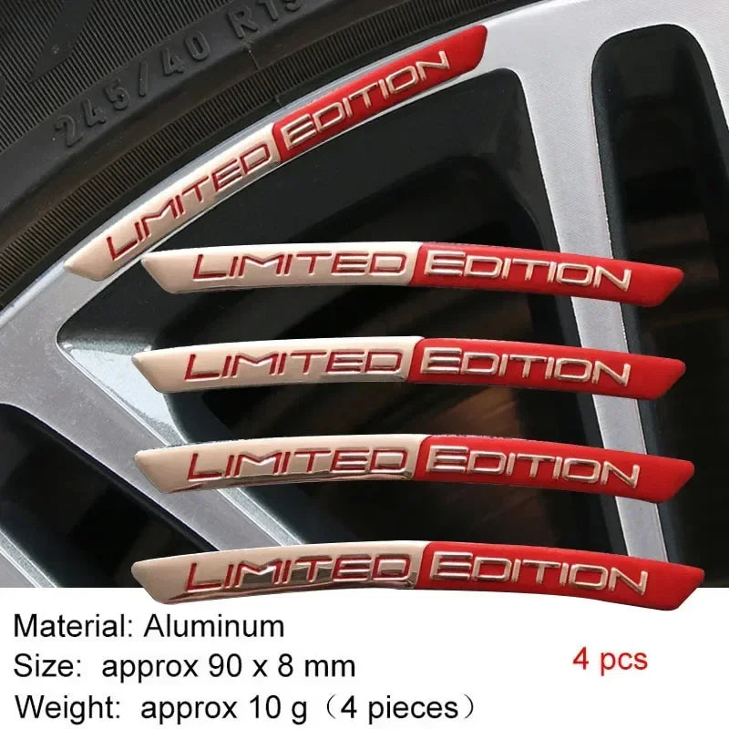 Adesivo 3D Alumínio Limited Edition para Rodas – Emblema Decorativo Aro Automotivo (Kit 4 Peças)
