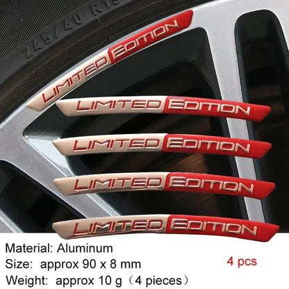 Adesivo 3D Alumínio Limited Edition para Rodas – Emblema Decorativo Aro Automotivo (Kit 4 Peças)