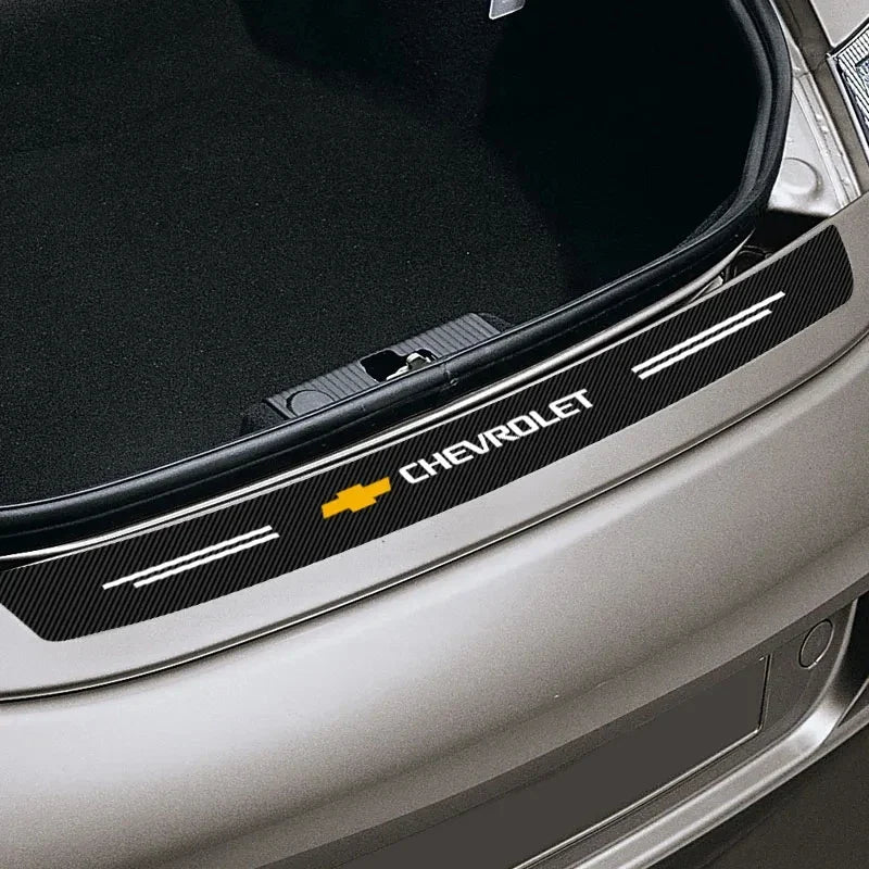 Protetor de Para-Choque Traseiro Fibra de Carbono para Chevrolet – Adesivo Anti Risco Porta-Malas