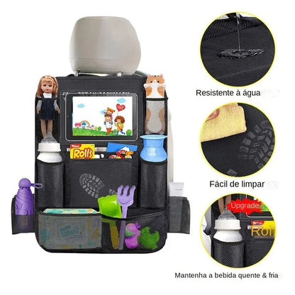 Organizador de Banco Traseiro com Suporte para Tablet e Porta Objetos