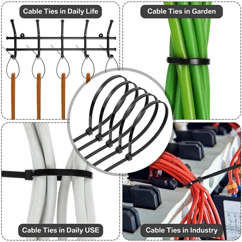 Abraçadeiras de Nylon para Cabos Kit 100 a 1000 Peças Auto Travante