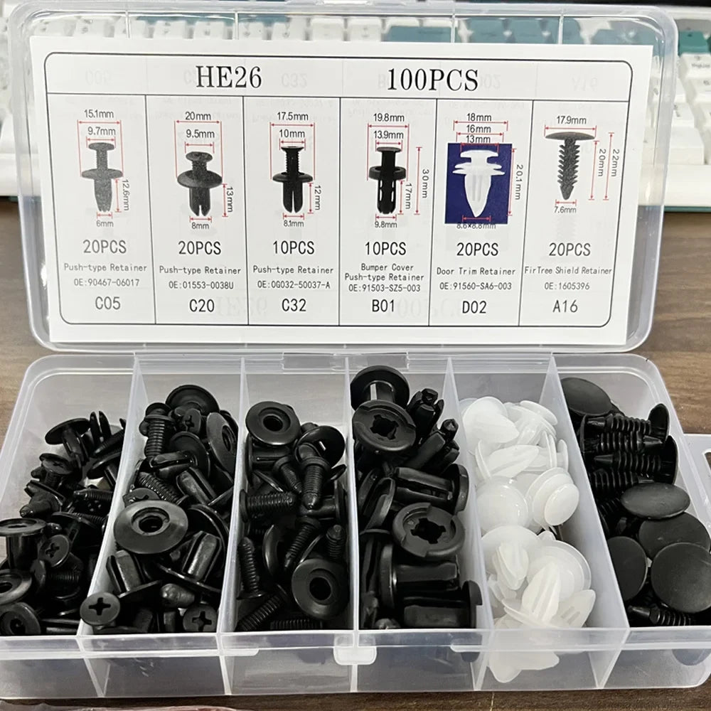 Kit Grampos Automotivos Universais para Fixação de Painéis 50 a 100 Peças