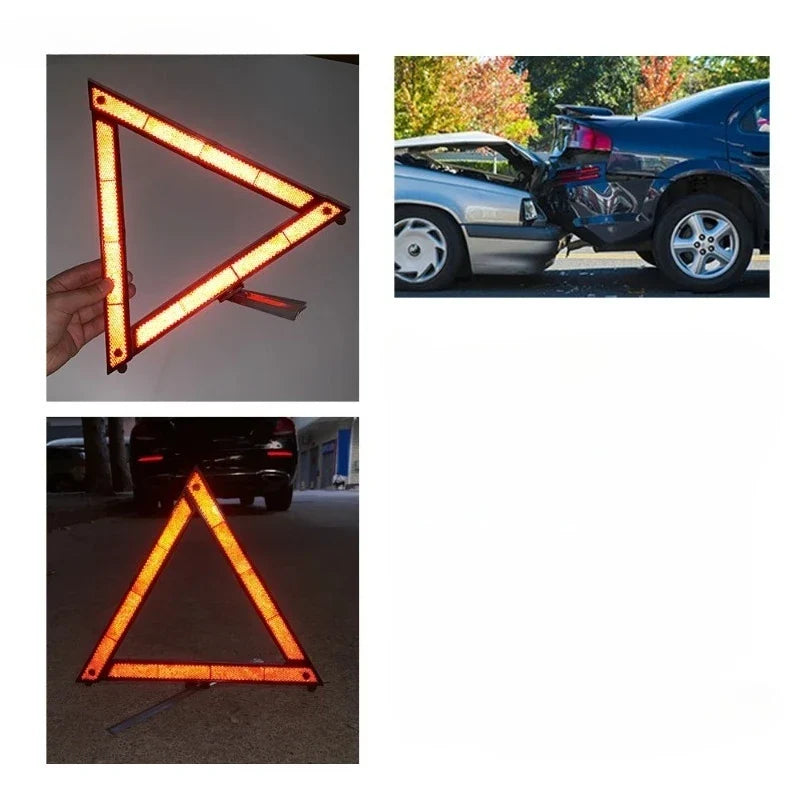 Triângulo de Segurança Automotivo Dobrável Refletivo para Emergência
