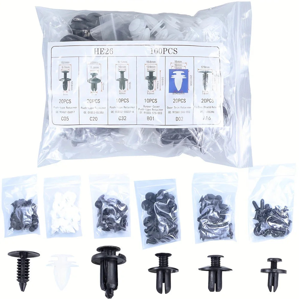 Kit Grampos Automotivos Universais para Fixação de Painéis 50 a 100 Peças