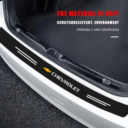 Protetor de Para-Choque Traseiro Fibra de Carbono para Chevrolet – Adesivo Anti Risco Porta-Malas