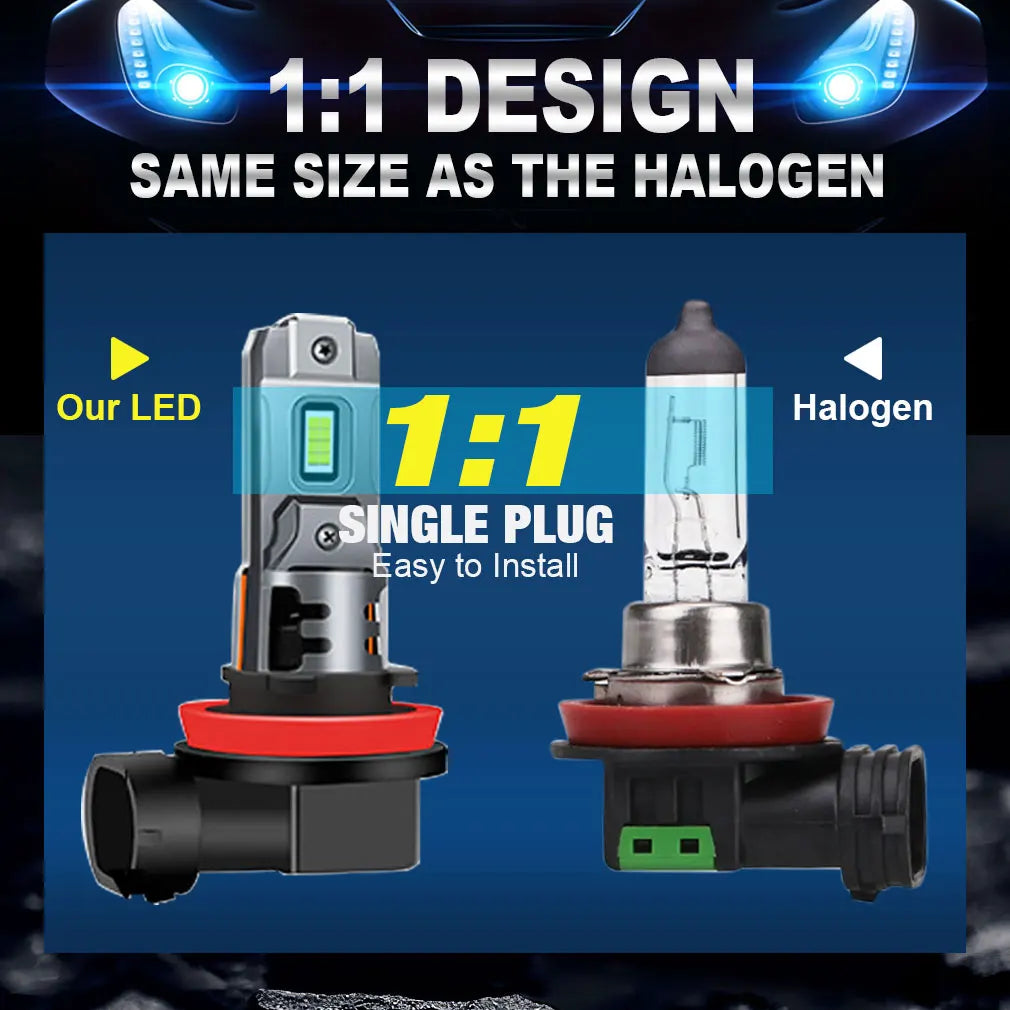 Lâmpada LED Automotiva H8/H11 6500K 30000LM – Farol Super Brilho Canbus CSP (Kit 2 Peças)