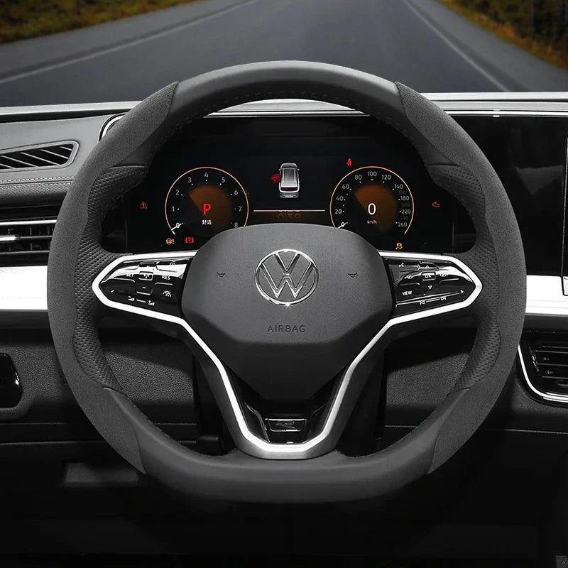 Capa de Volante Antiderrapante em Camurça para Volkswagen