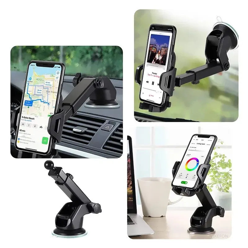 Suporte de Celular Veicular com Ventosa Ajustável para Painel ou Vidro
