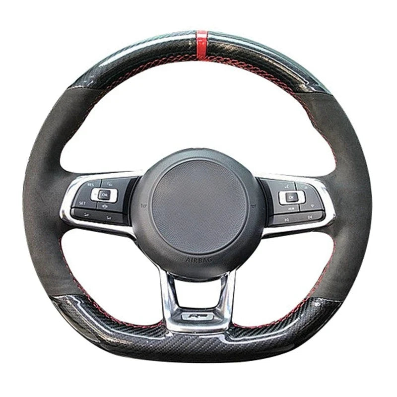 Capa de Volante em Couro Suede para VW Golf Polo GTI Costura Manual