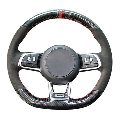 Capa de Volante em Couro Suede para VW Golf Polo GTI Costura Manual
