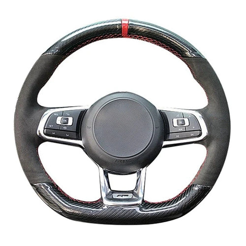 Capa de Volante em Couro Suede para VW Golf Polo GTI Costura Manual