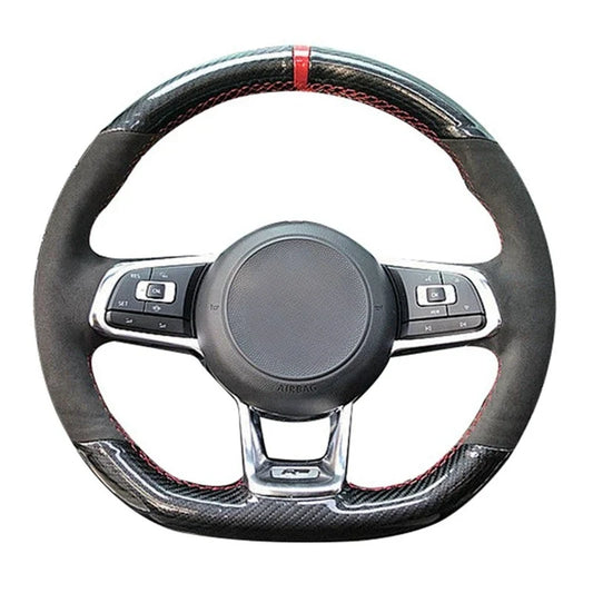 Capa de Volante em Couro Suede para VW Golf Polo GTI Costura Manual