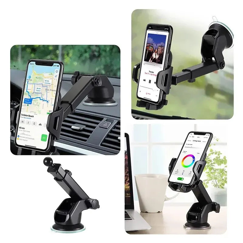 Suporte de Celular Veicular com Ventosa Ajustável para Painel ou Vidro