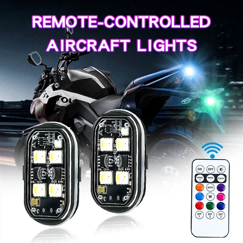 Luz LED Strobo Sem Fio RGB para Carro e Moto com USB