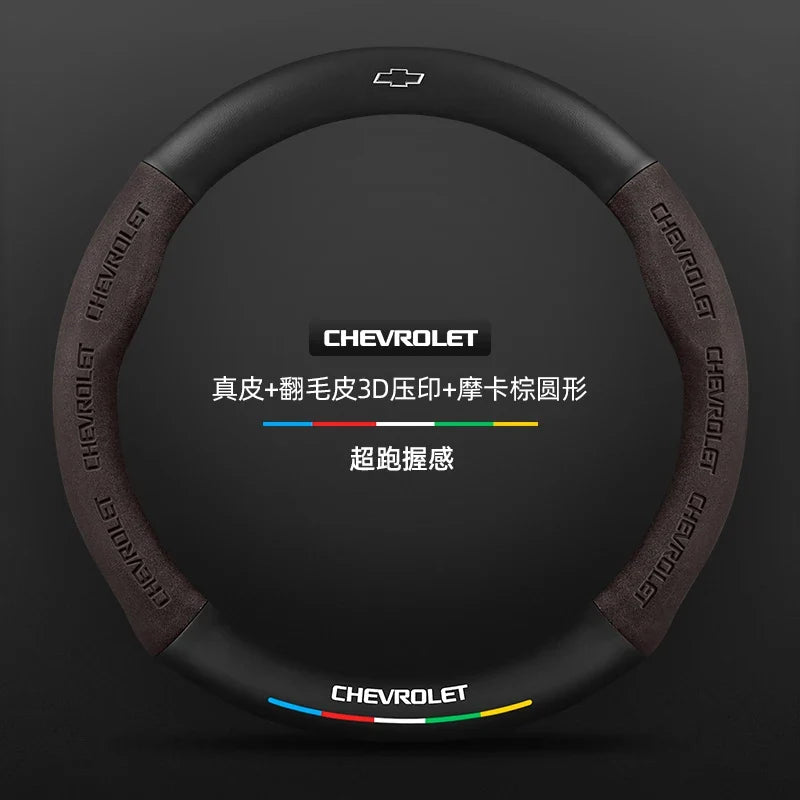 Capa de Volante em Camurça e Fibra de Carbono para Chevrolet – Antiderrapante Premium Esportiva