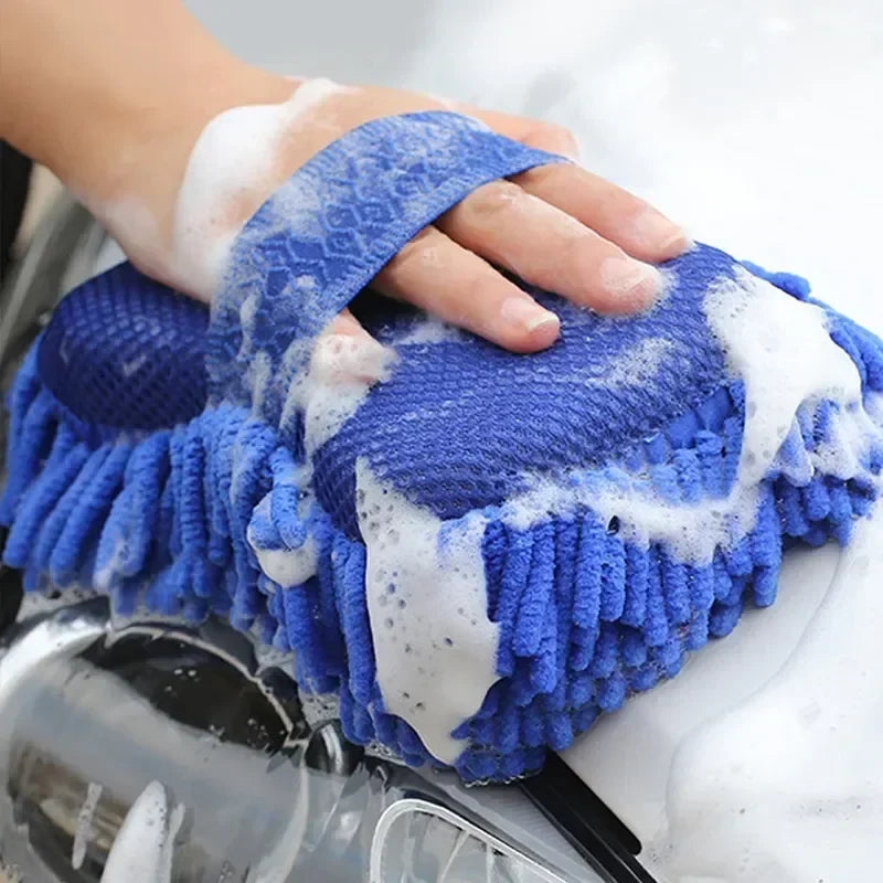 Luva de Microfibra Chenille para Lavagem Automotiva Kit 2 Peças