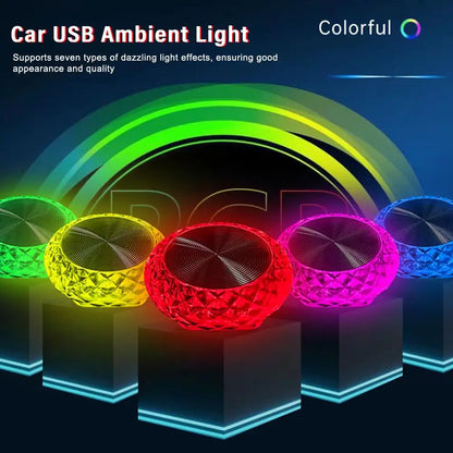 Mini Luz LED USB para Interior de Carro Iluminação Ambiente Portátil