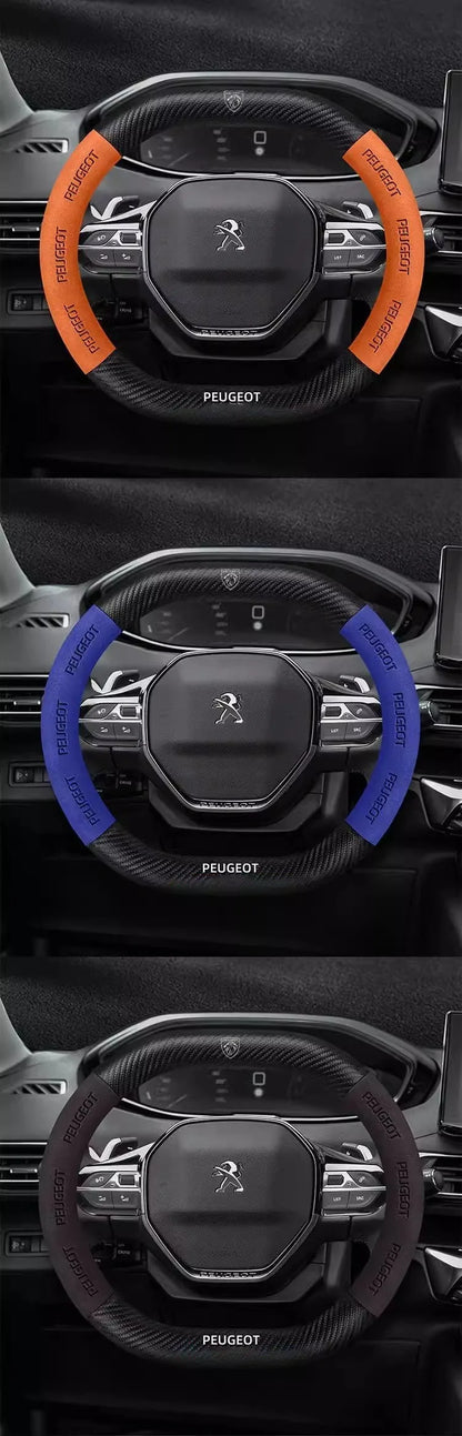 Capa de Volante Camurça + Fibra de Carbono Peugeot – Antiderrapante Esportiva Premium