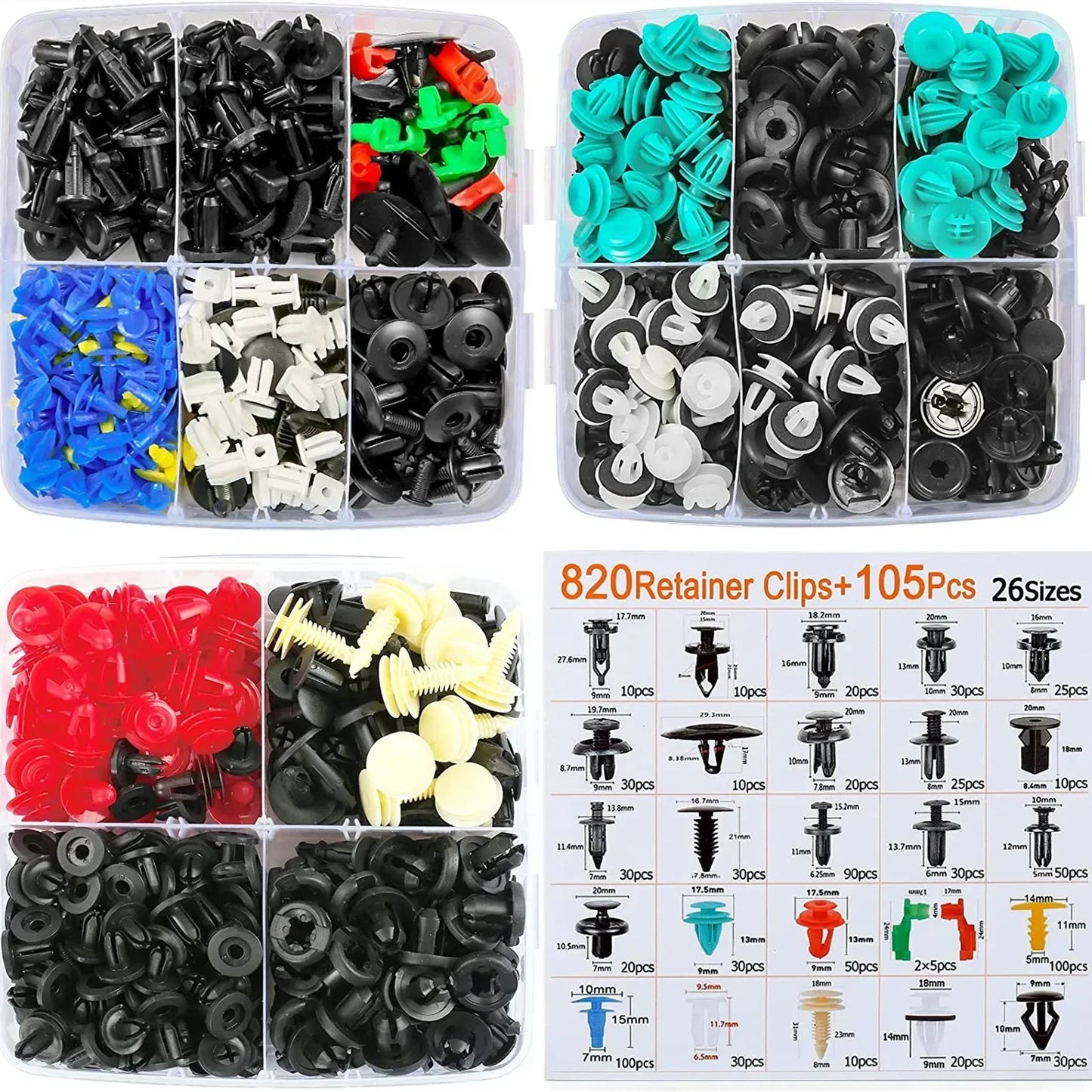 Kit Grampos Automotivos Universais 100 a 800 Peças para Fixação de Painéis