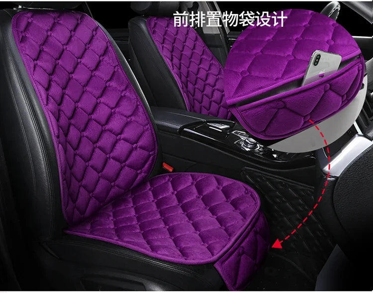 Almofada de Banco Automotivo Plush Inverno – Capa Antiderrapante Quente Universal (Kit 3 Peças)