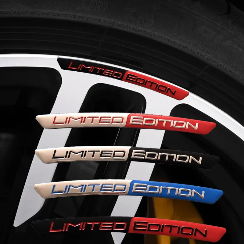 Adesivo 3D Alumínio Limited Edition para Rodas – Emblema Decorativo Aro Automotivo (Kit 4 Peças)