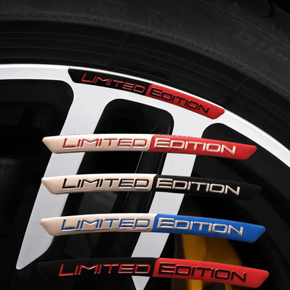 Adesivo 3D Alumínio Limited Edition para Rodas – Emblema Decorativo Aro Automotivo (Kit 4 Peças)