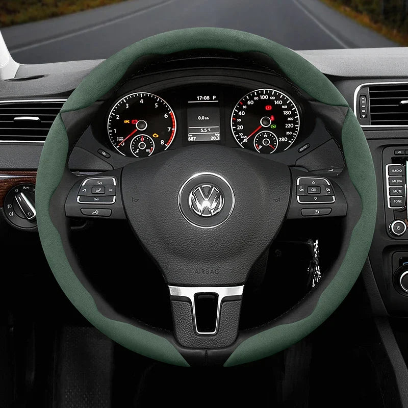 Capa de Volante Camurça Antiderrapante para Volkswagen – Grip Esportivo Segmentado Premium